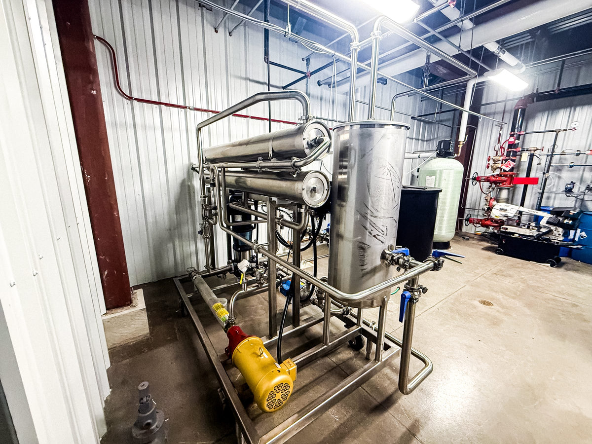Reverse osmosis water skid used for proofing and brewing water